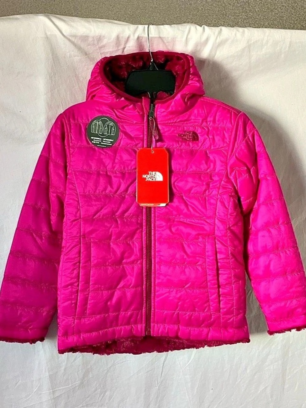 NWT The North Face Reversible Pink Hooded Winter Puffer Jacket Toddler Size 6T